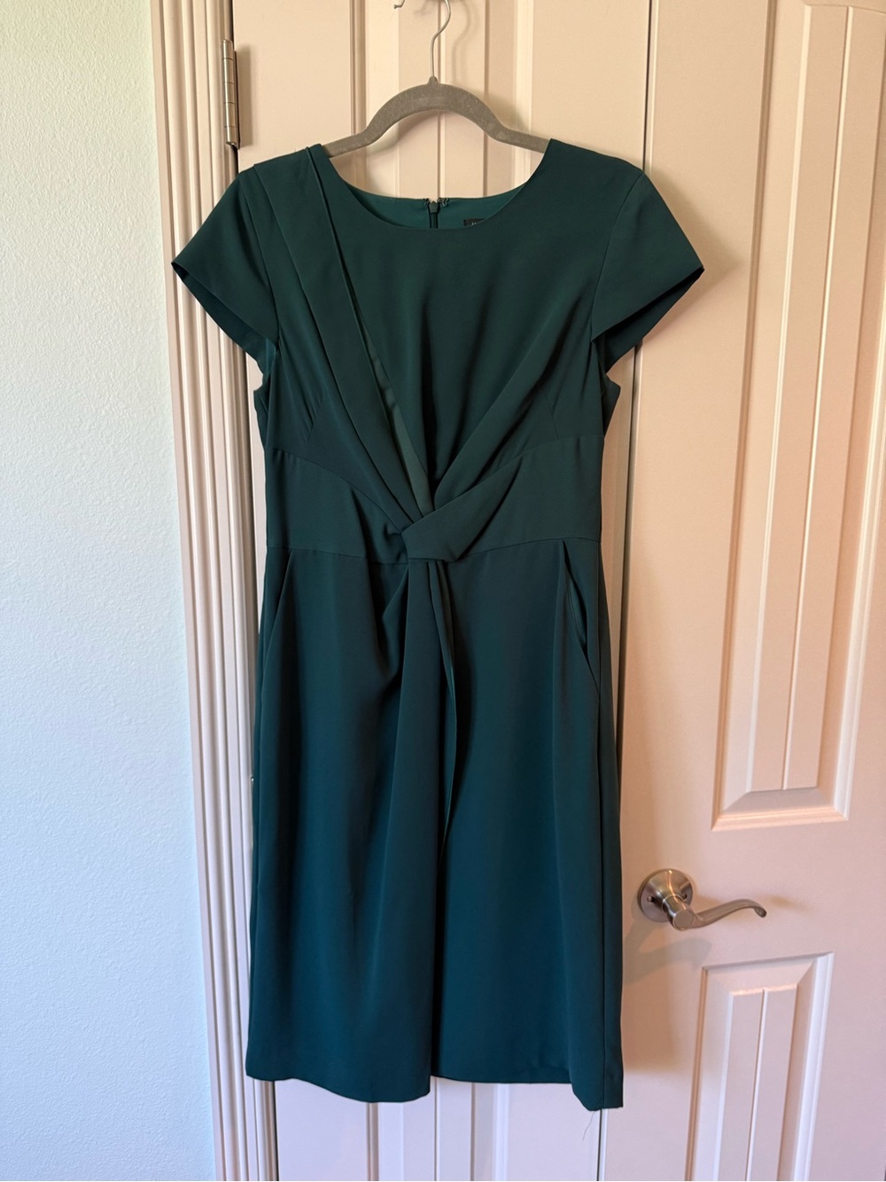 Ann Taylor Teal Knot-Front Midi Dress